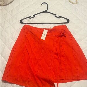 Francesca's Collections Bright Orange Eyelet Skirt